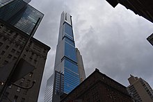 Central Park Tower as seen from the ground in December 2020