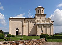 Church of St. Achillius, Arilje, built with white stone and having a domed tower