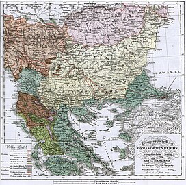 French ethnographic map of the Balkans by Ami Boue, 1847.