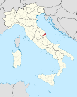 Map highlighting the location of the province of Fermo in Italy