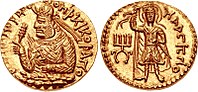 Coin of Huvishka with Indian deity Maaseno (Old Indian Mahāsena).