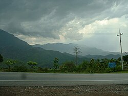 Khao Kho in the rain seen from Thailand Route 12
