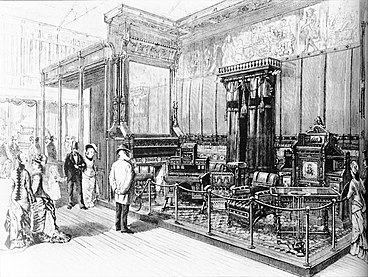 Kimbel and Cabus exhibit at the 1876 Centennial Exposition.