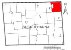 Map of Susquehanna County, Pennsylvania highlighting Harmony Township