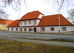 Historical pub building in Březiněves