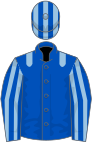 Royal blue, light blue epaulets, striped sleeves and cap