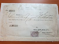 A receipt for 18 shares in the Pneumatic Despatch Company