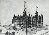 Schweriner Schloss mit Bastionen, 1617