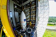Sentinel-2A in the Vega fairing before launch in Kourou, French Guiana