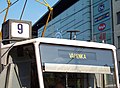 Split-flap display with the name of the end station on the tram Tatra KT8D5 in Prague, Czech Republic