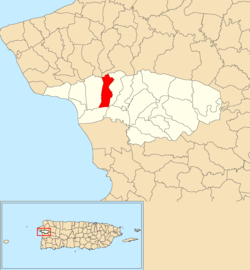 Location of Caracol within the municipality of Añasco shown in red