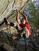 Christian Core on Gioia (Varazze, ITA), first 8C+ (V16) boulder in history, 2008