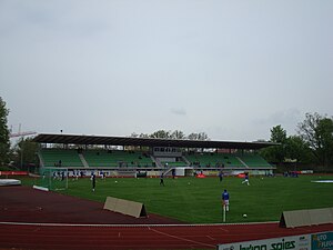 Das Fuchs-Park-Stadion vor einem Regionalligaspiel