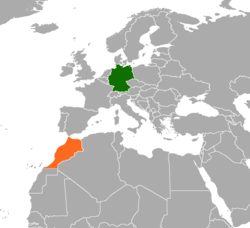 Map indicating locations of Germany and Morocco