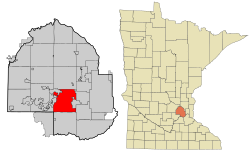 Location of Minnetonka within Hennepin County, Minnesota