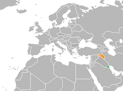 Map indicating locations of Kuwait and Kurdistan Region
