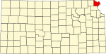 State map highlighting Doniphan County