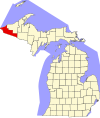 State map highlighting Gogebic County