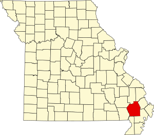 Map of Missouri highlighting Stoddard County