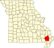 A state map highlighting Stoddard County in the southeastern part of the state.
