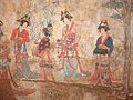 Women wearing Tang-style clothing; Baoshan tomb No.2 wall-painting of Liao dynasty.