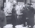 Voters inspecting campaign posters, Petrograd