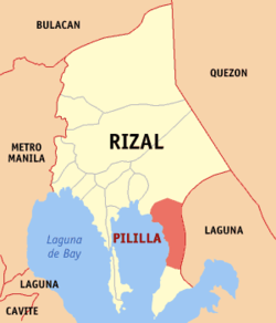 Map of Rizal with Pililla highlighted