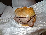 A pit beef sandwich