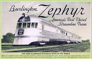 postcard view of Pioneer Zephyr