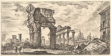 Engraving of a Roman temple