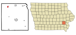 Location of Wellman, Iowa