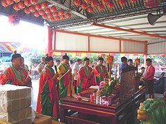 Folk Taoists officiating a ceremony in Taichung.
