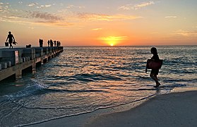 A groyne at Cortez Beach on Anna Maria Island, Florida at sunset