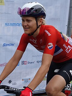 Katrine Aalerud am Start der Straßenradsport-Weltmeisterschaften 2021