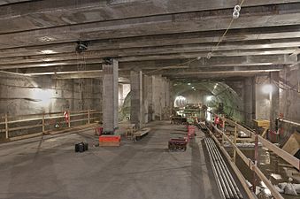 Mezzanine and trackways under construction