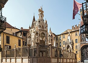 The Scaliger Tombs in Verona: in the foreground the tomb of Cansignorio della Scala, behind it that of Mastino II