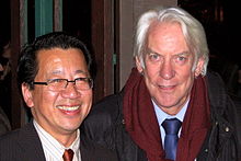 Ben Fong-Torres with Donald Sutherland at the Mill Valley Film Festival, 2005.