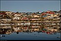 View of Ilulissat city from the sea
