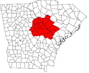 Map outlining the Central Savannah River Area