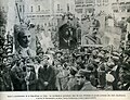 Proclamation of the Second Hellenic Republic. Crowds holding placards depicting Prime Minister Alexandros Papanastasiou and the Republican military leaders, Admiral Alexandros Hatzikyriakos and Colonel Georgios Kondylis. Photo published in L'Illustration, 12 April 1924.