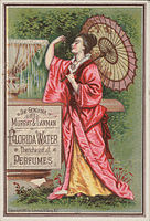 Lithographed trade card advertising Murray & Lanman Florida Water Cologne
