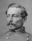 Confederate Civil War general with mustache and combed hair