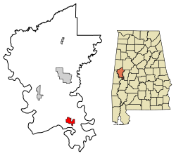Location of Forkland in Greene County, Alabama.