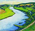 Image 1Nico Klopp: Loop in the Moselle at Greiveldange with Stadtbredimus (1930) (from Culture of Luxembourg)