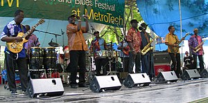 Orchestra Baobab performing in Brooklyn, New York, in June 2008.
