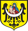 Adler mit Maria und Kind als Kopf im Wappen von Lubin