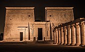 The well preserved The Temple of Isis from Philae (Egypt) is an example of Egyptian architecture and architectural sculpture
