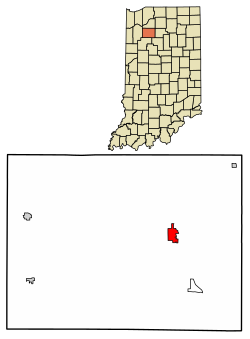 Location of Winamac in Pulaski County, Indiana.