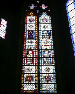 Window integrating glass from 14th and 15th century, St. Joseph's Chapel