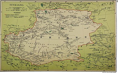 Map including Uqturpan (labeled as Uch Turfan) (1917)